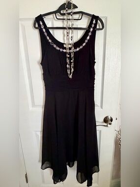 Vintage Ombré Black W/Extensive Beading Crystals Formal Cocktail Dress Sz 14